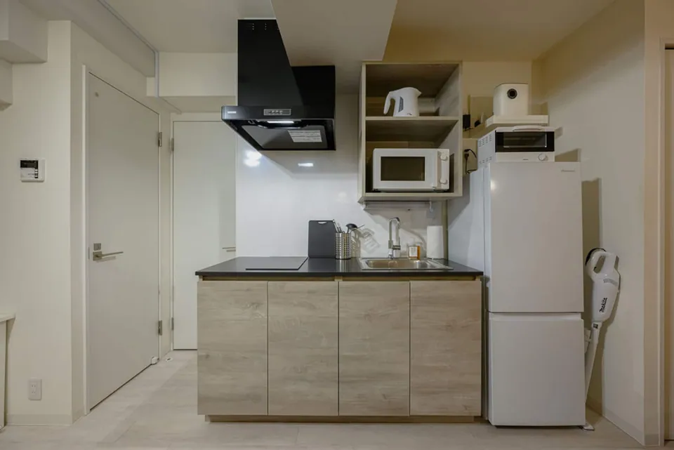 The compact kitchen in Takanawa 101
